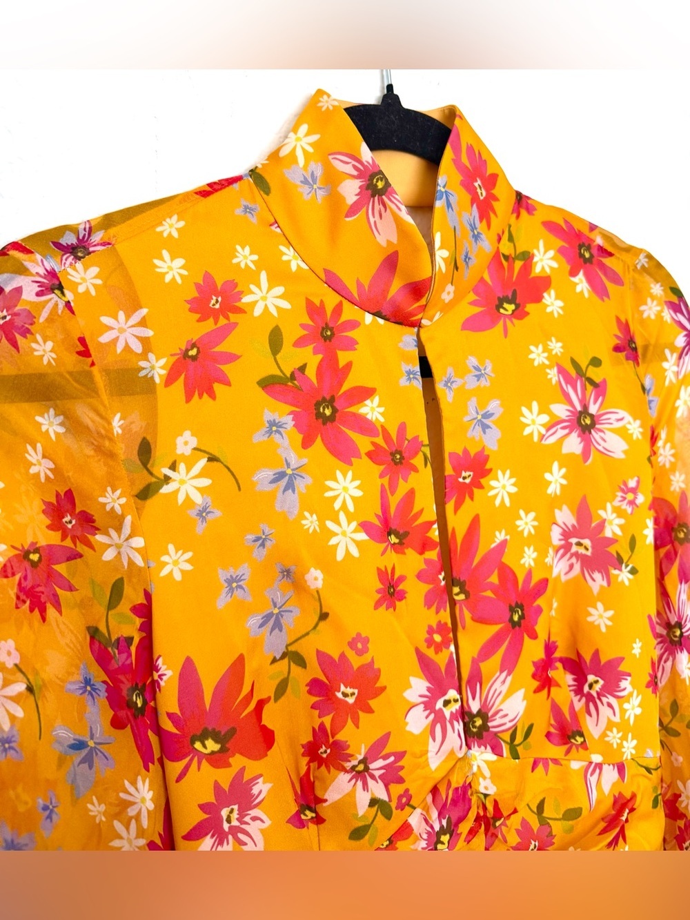 Sau Lee Carolina Gown Dress Yellow Multi Floral NWT Maxi Open Back Silk Size 4 - Picture 7 of 16